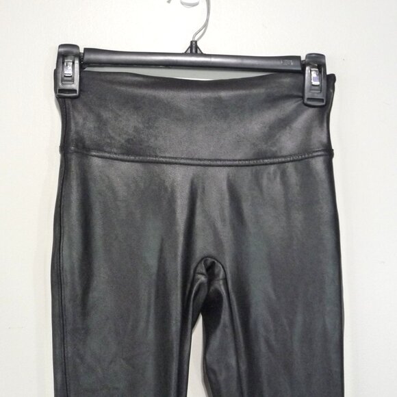 SPANX FAUX LEATHER BLACK LEGGINGS SMALL PETITE - Picture 5 of 8
